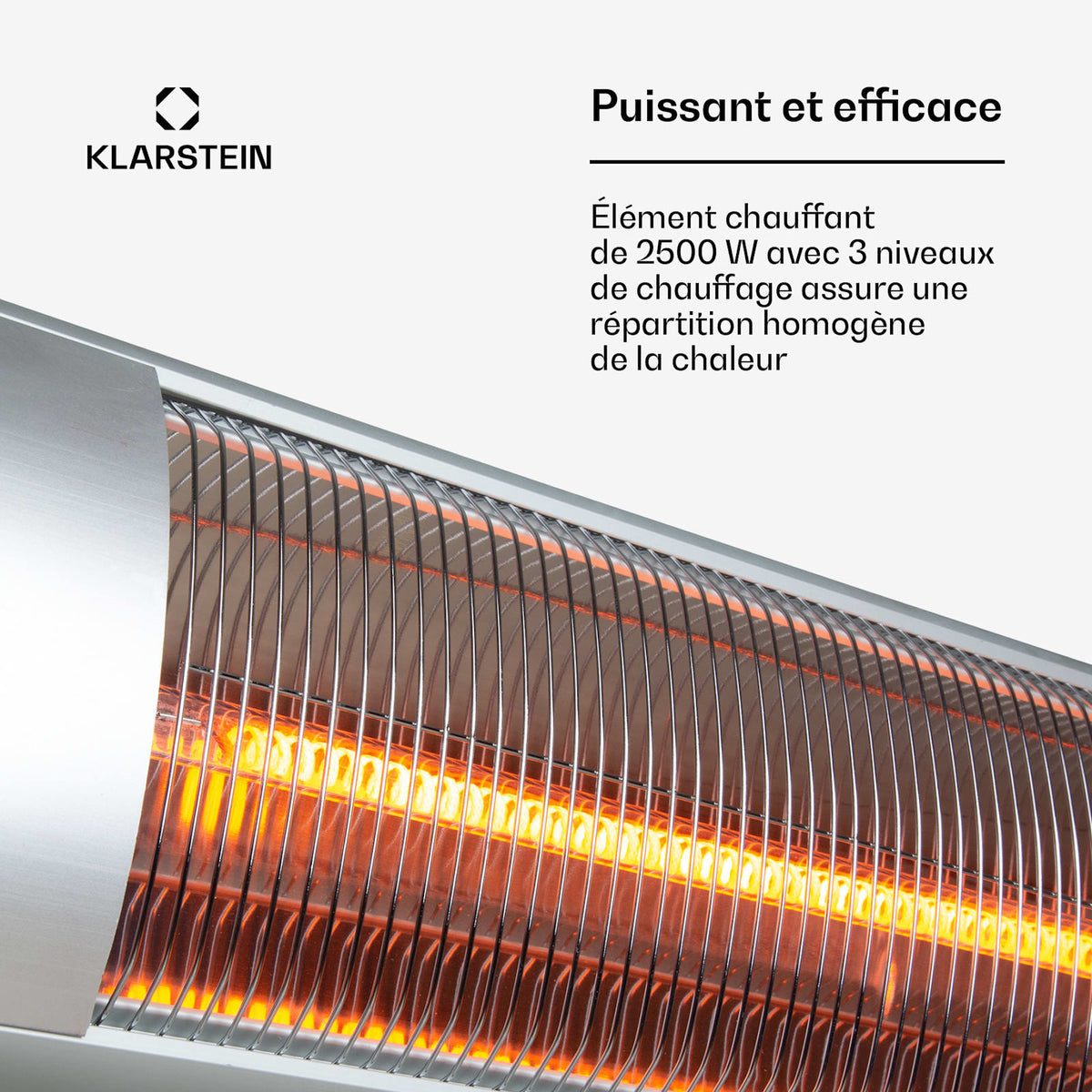Rising Sun 2500W Chauffage Infrarouge sur Pied Argent