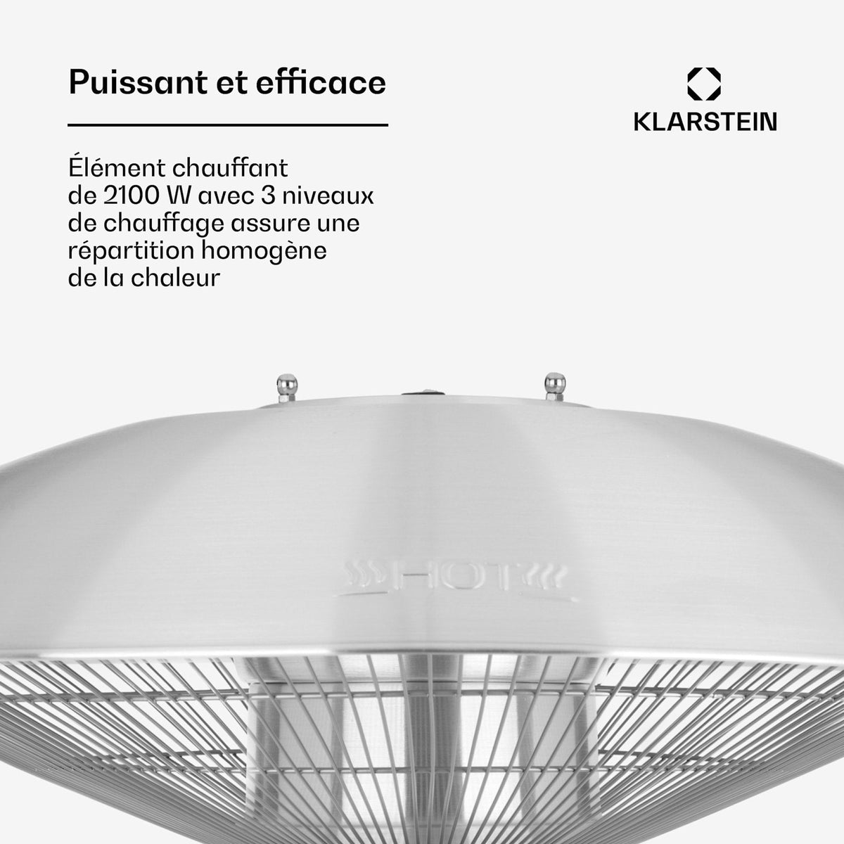 Heat Guard 2100W Chauffage Infrarouge sur Pied Argent