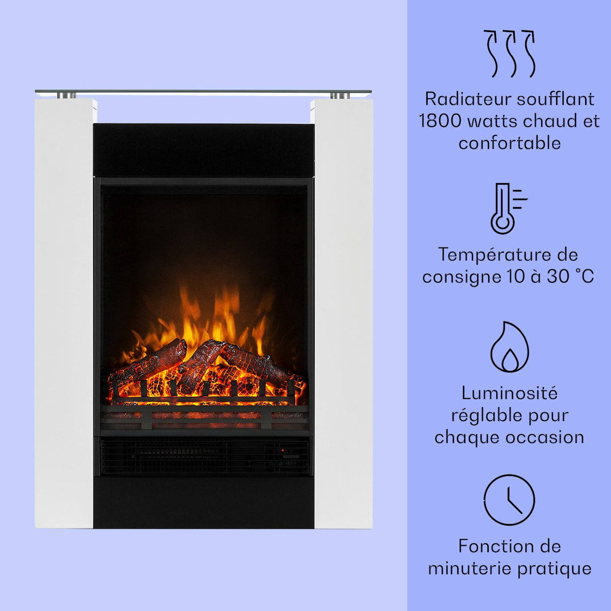 Studio 5 1800W 62cm Cheminée électrique Blanc