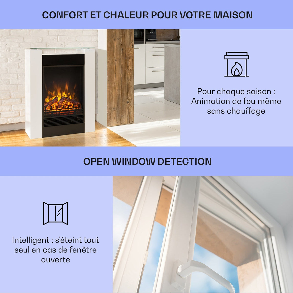 Studio 5 1800W 62cm Cheminée électrique Blanc
