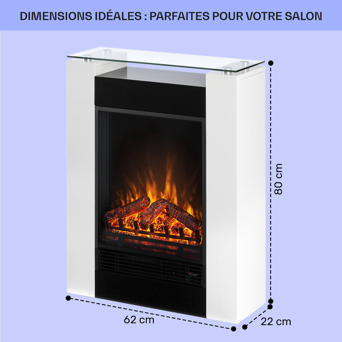 Studio 5 1800W 62cm Cheminée électrique Blanc