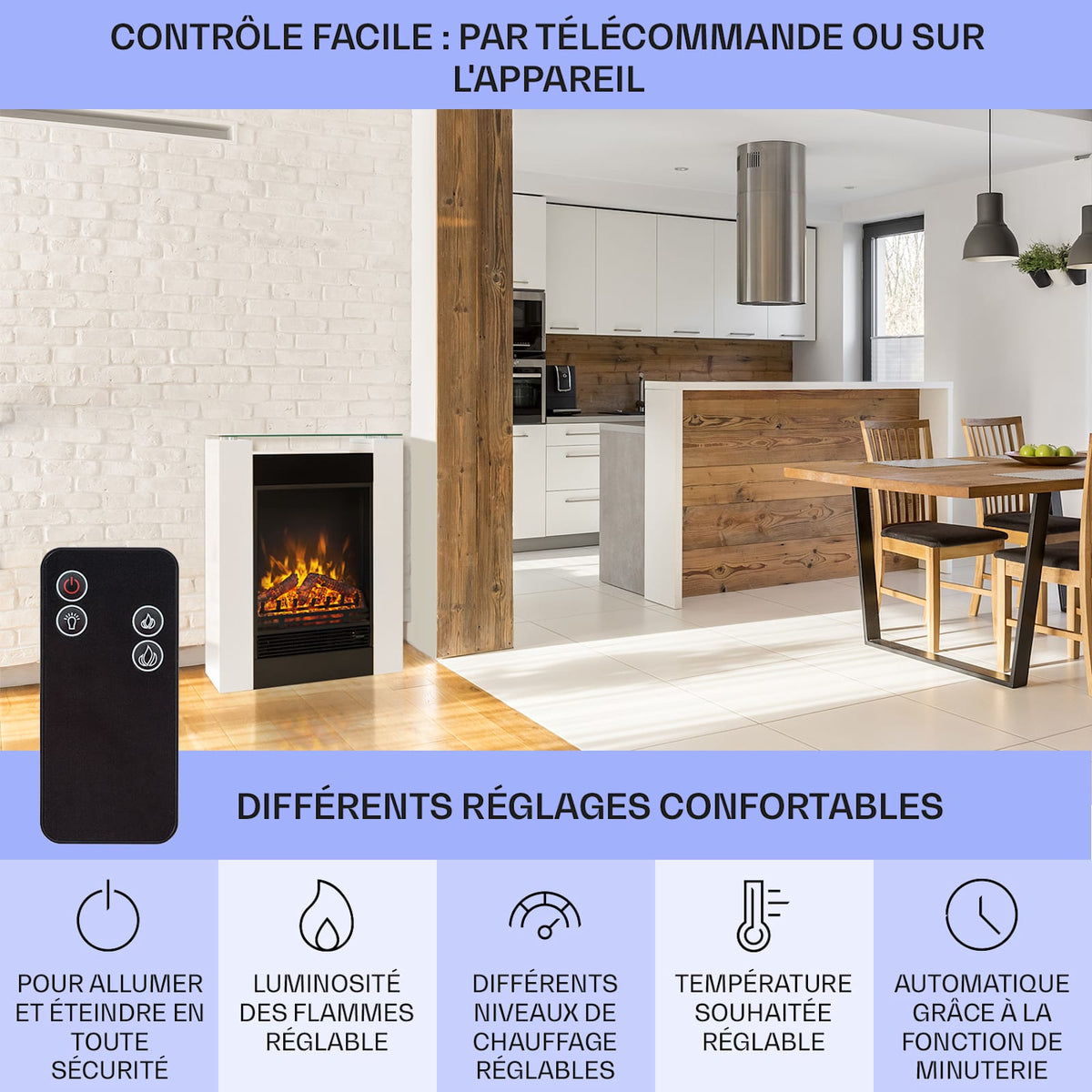 Studio 5 1800W 62cm Cheminée électrique Blanc