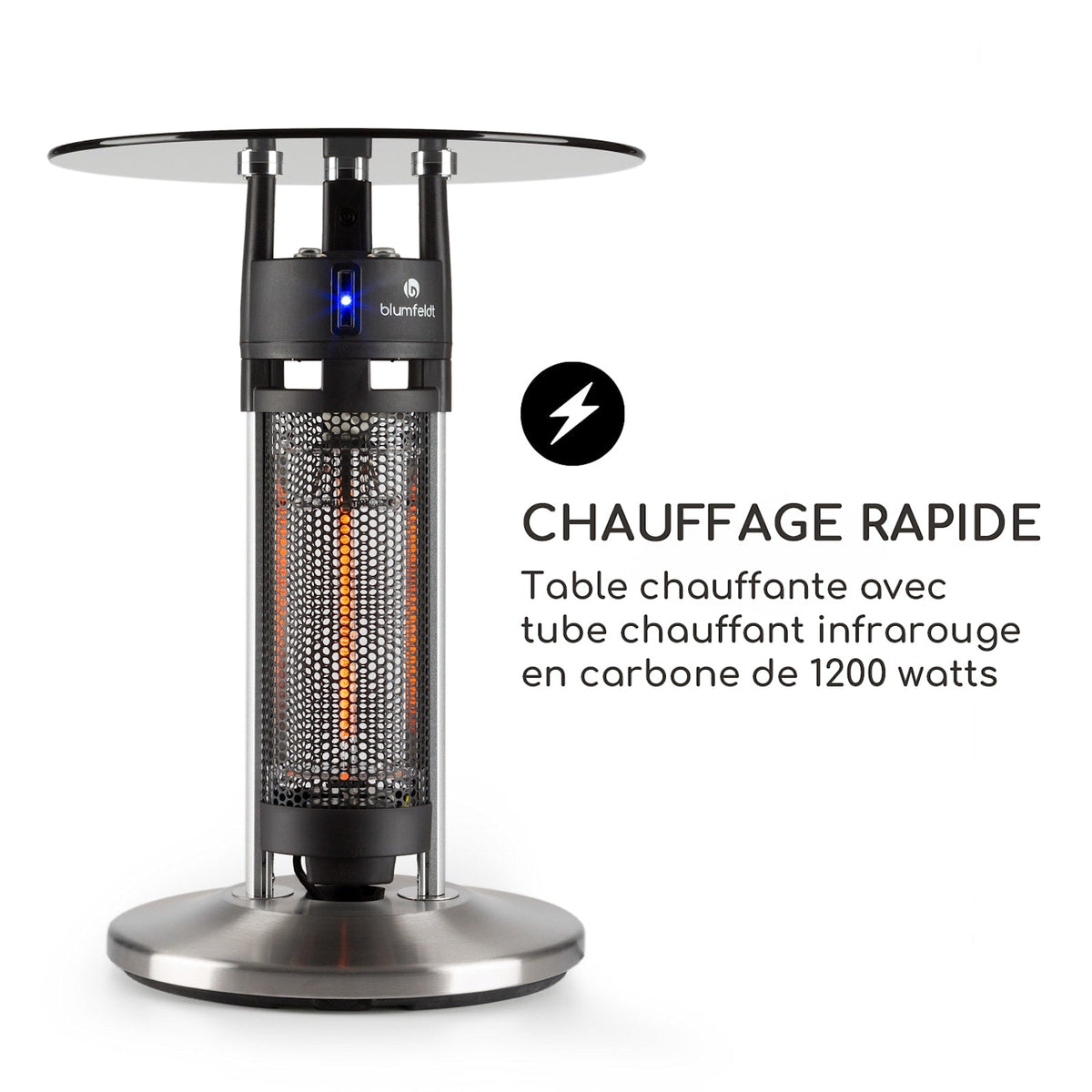 Primal Heat 1200W Chauffage Infrarouge sur Pied Argent