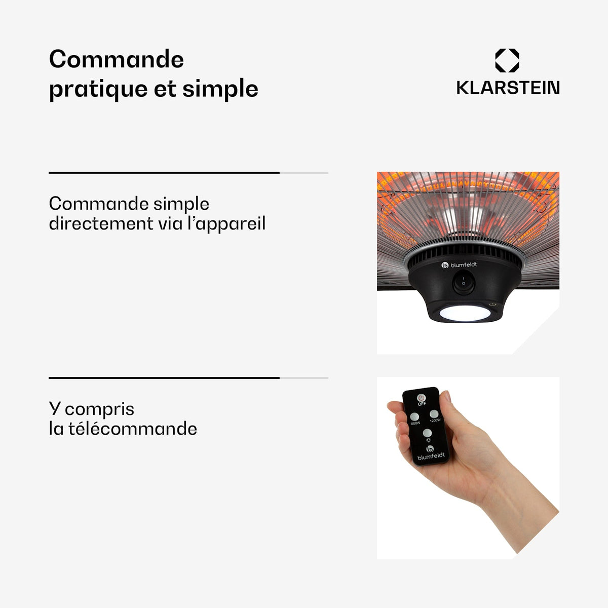 Heat Square 2000W Chauffage Infrarouge de Plafond Noir