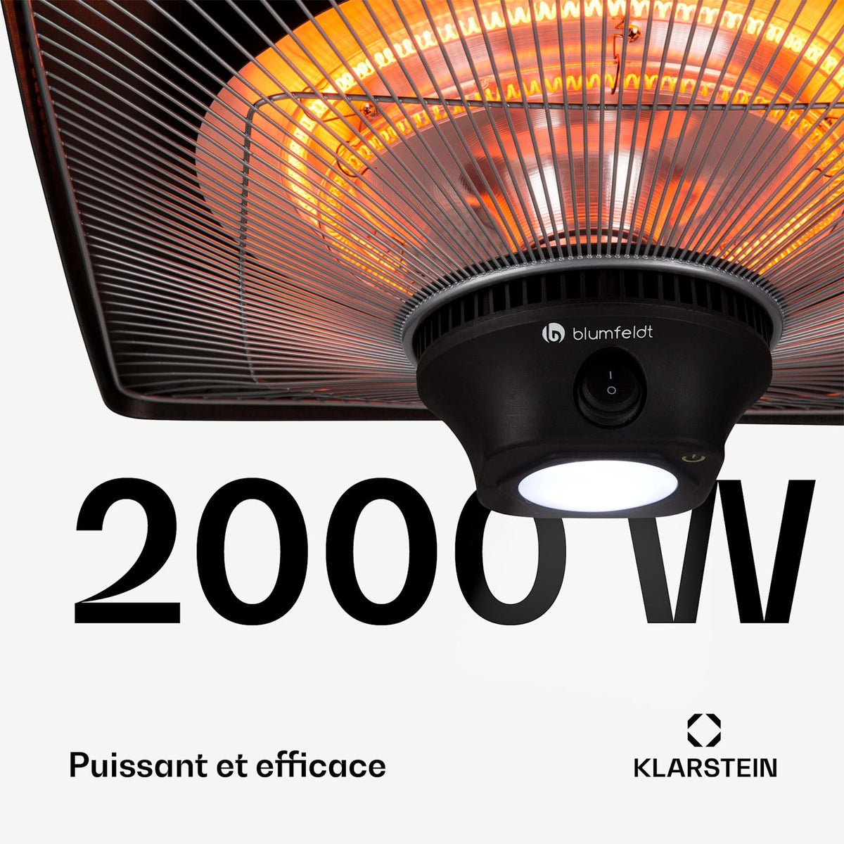 Heat Square 2000W Chauffage Infrarouge de Plafond Noir