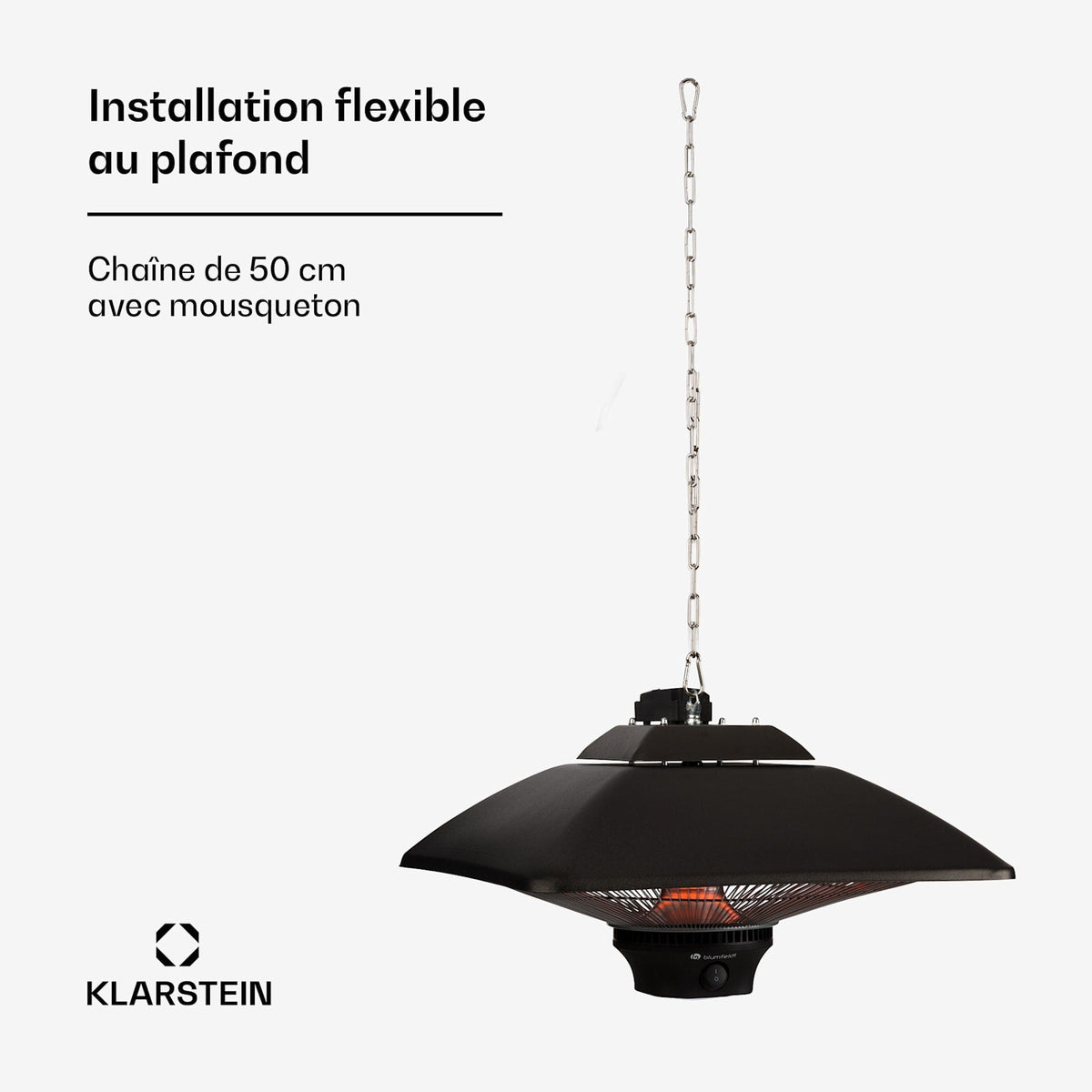Heat Square 2000W Chauffage Infrarouge de Plafond Noir