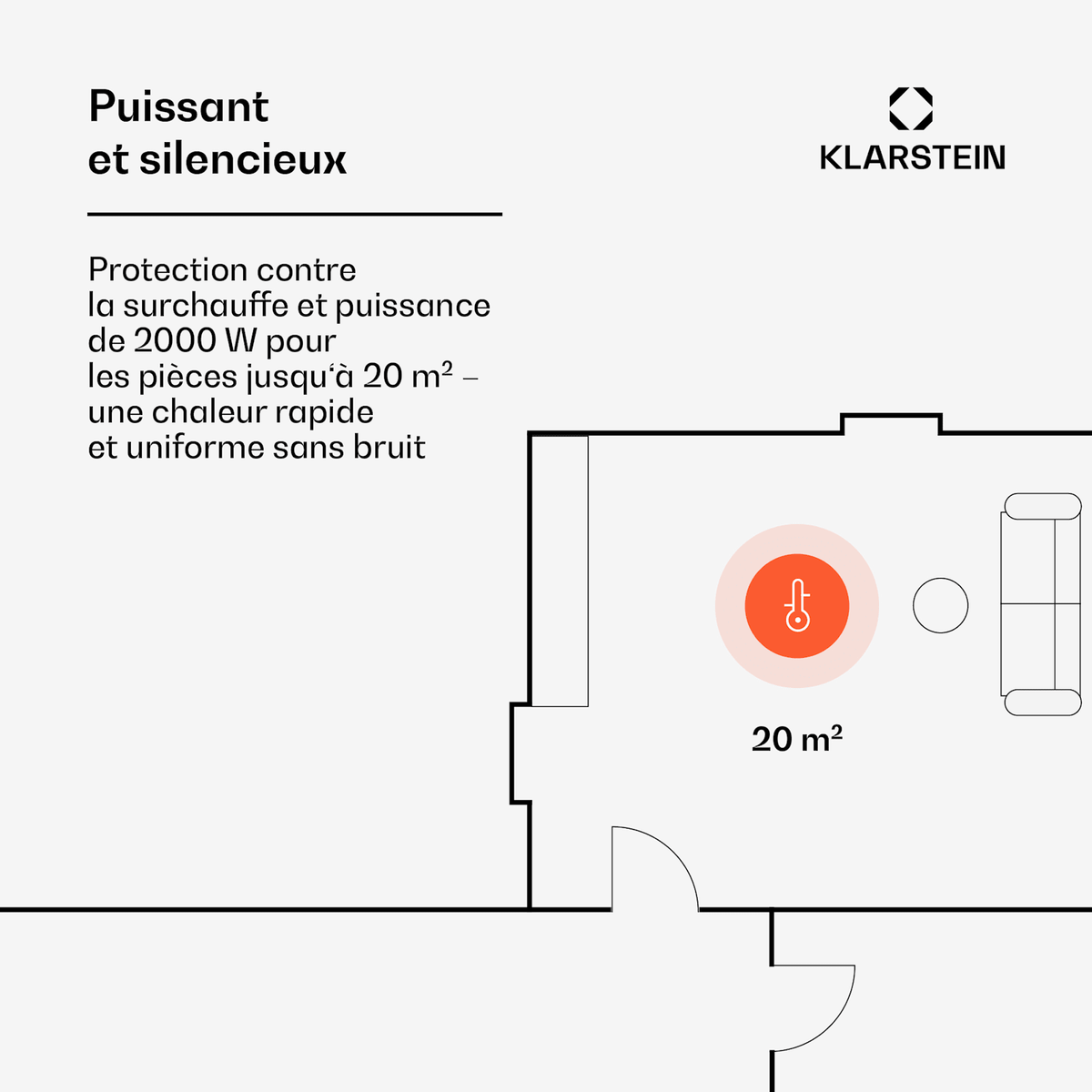 Norderney 2000W 20m² Convecteur Électrique Blanc