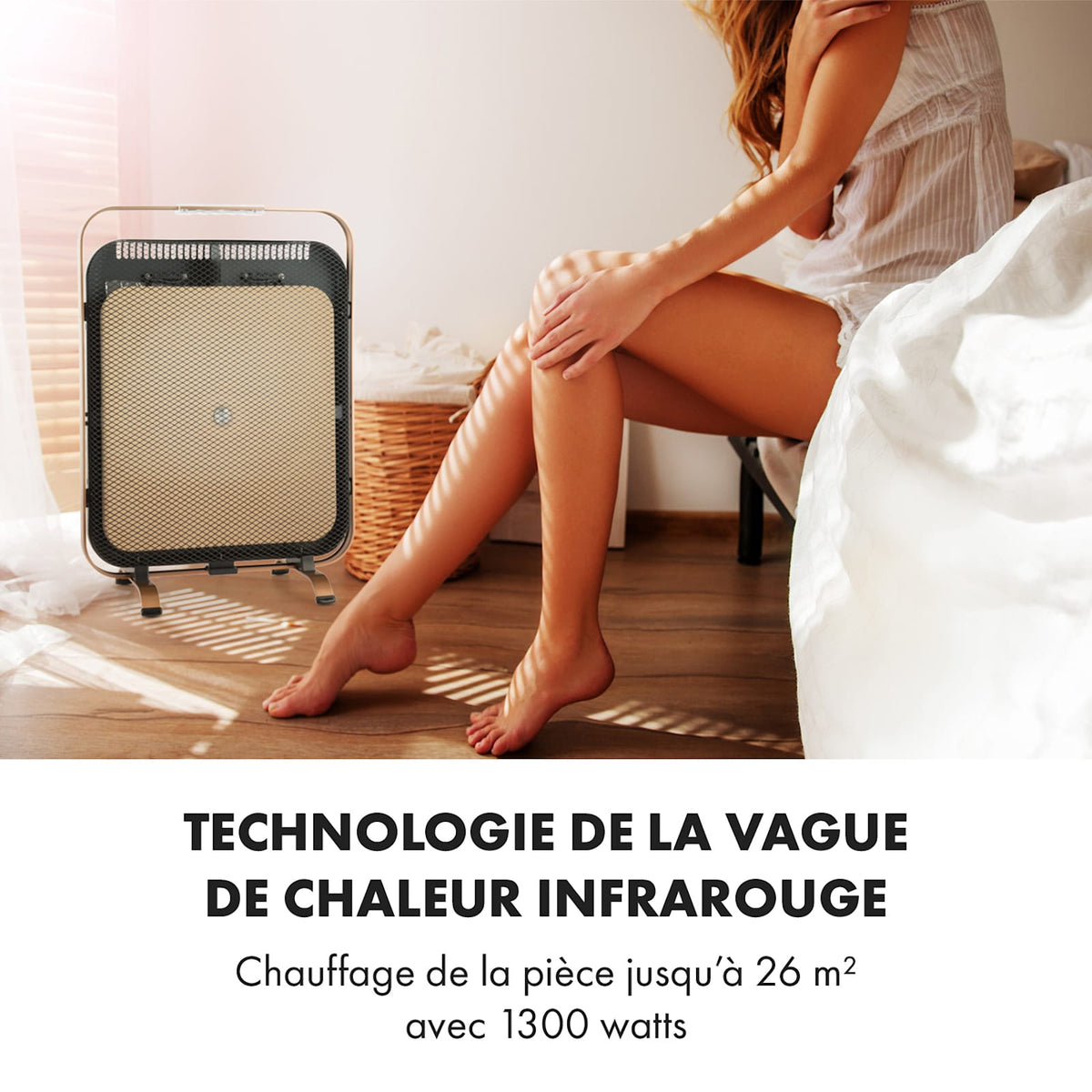 HeatPal 1300W 13–25m² Chauffage Infrarouge sur Pied Noir