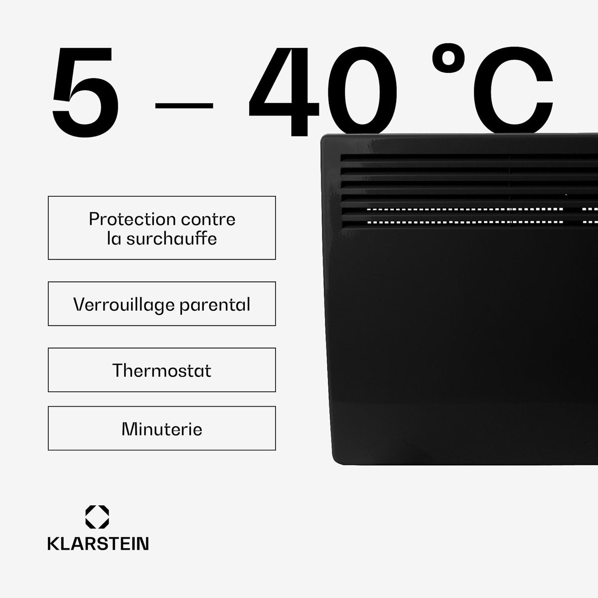 HotSpot Slim 2000W 20m² Convecteur Électrique Mural Noir