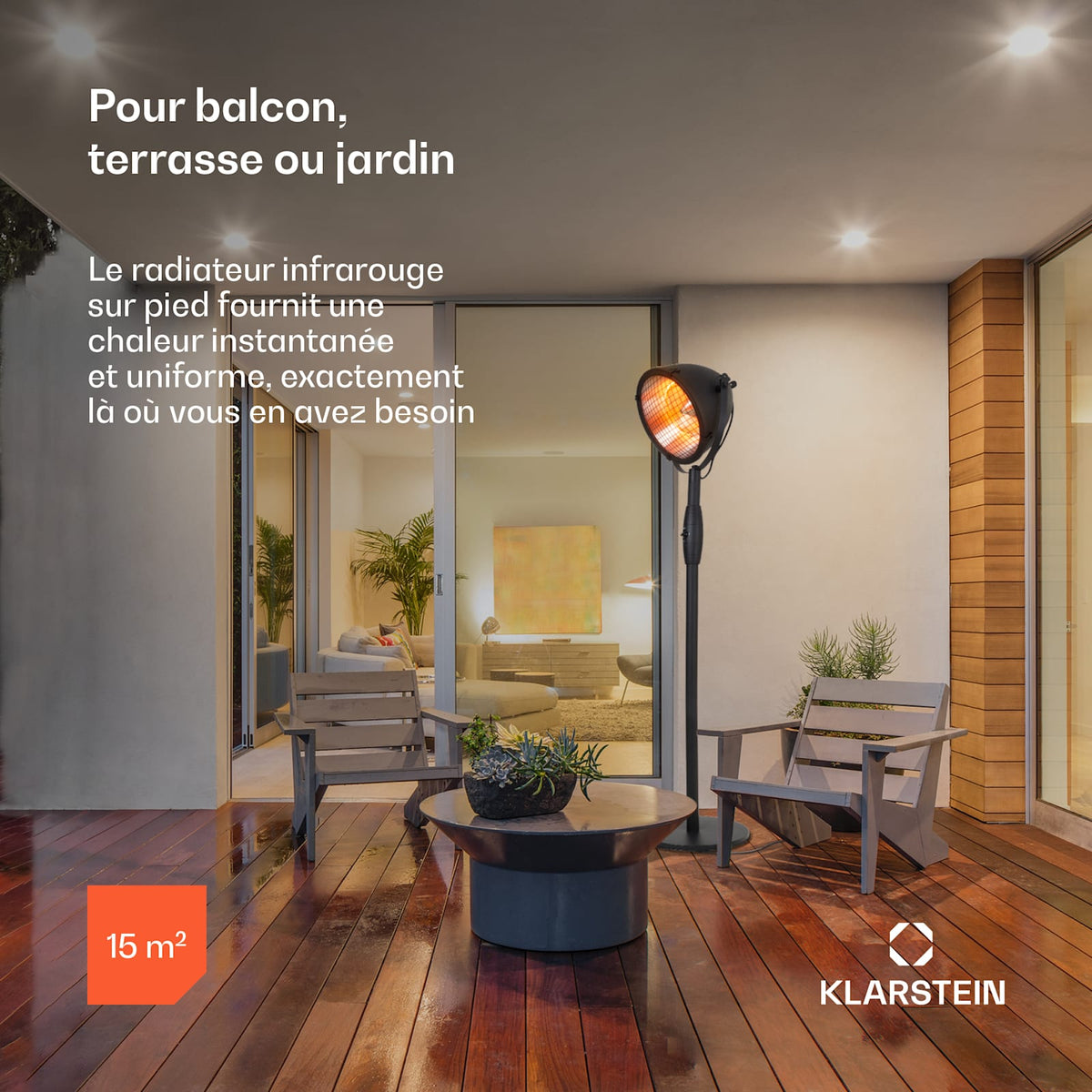 Heatspot 2100W Chauffage Infrarouge sur Pied Noir