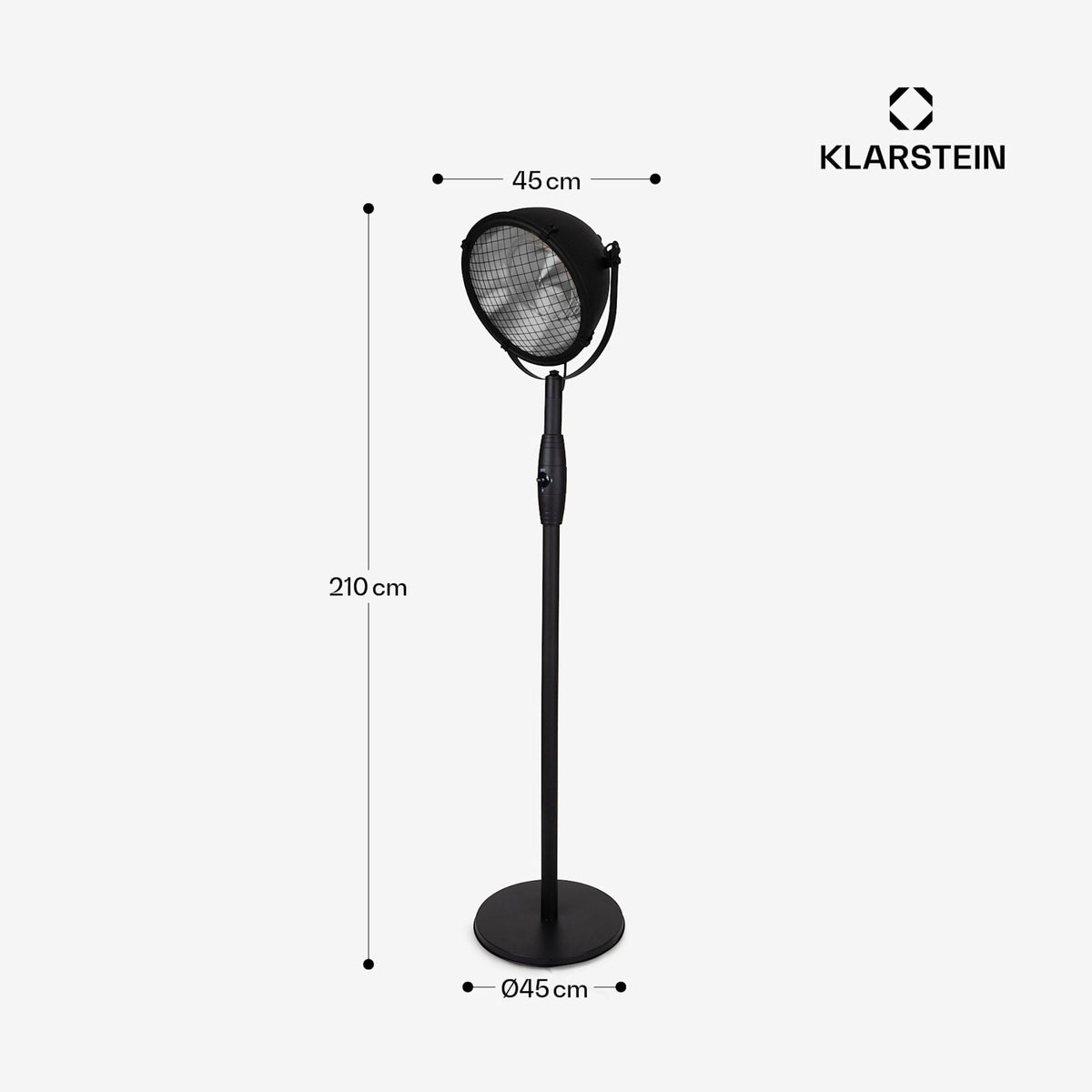 Heatspot 2100W Chauffage Infrarouge sur Pied Noir