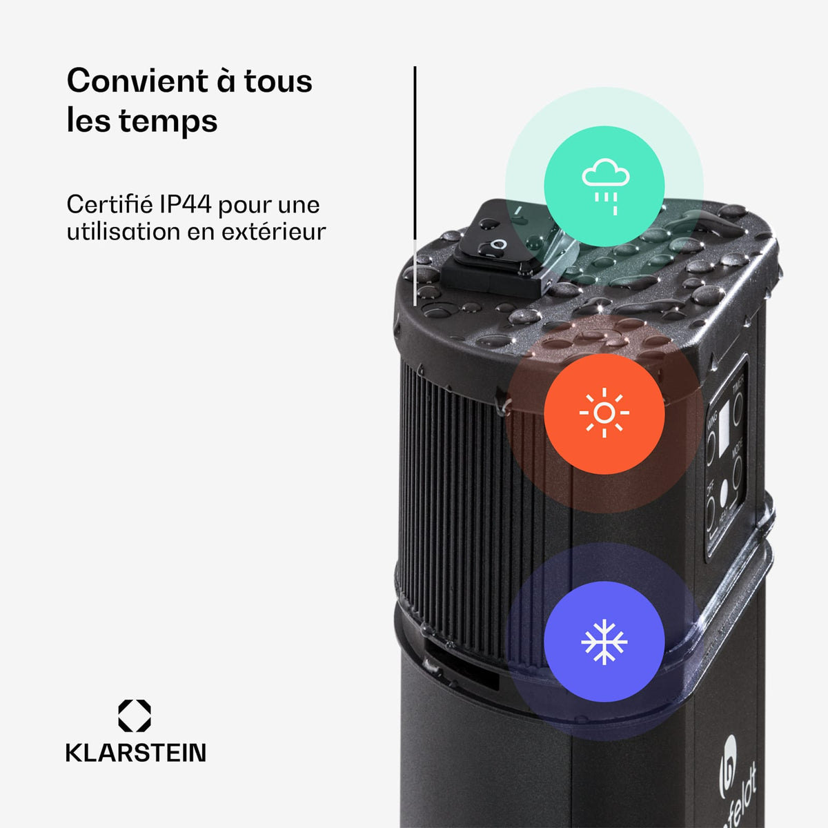 Heat Guru 2000W Chauffage Infrarouge sur Pied Noir