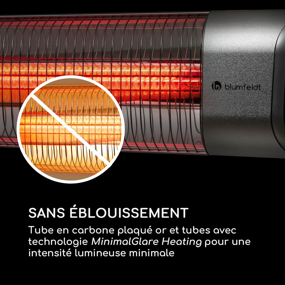 Dark Wave 2000W Chauffage Infrarouge sur Pied Argent