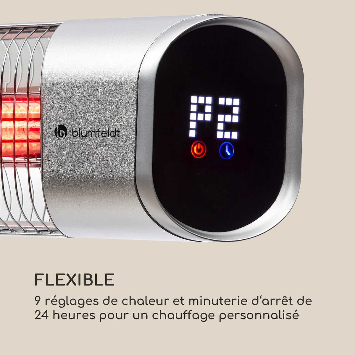 Dark Wave 2000W Chauffage Infrarouge sur Pied Argent