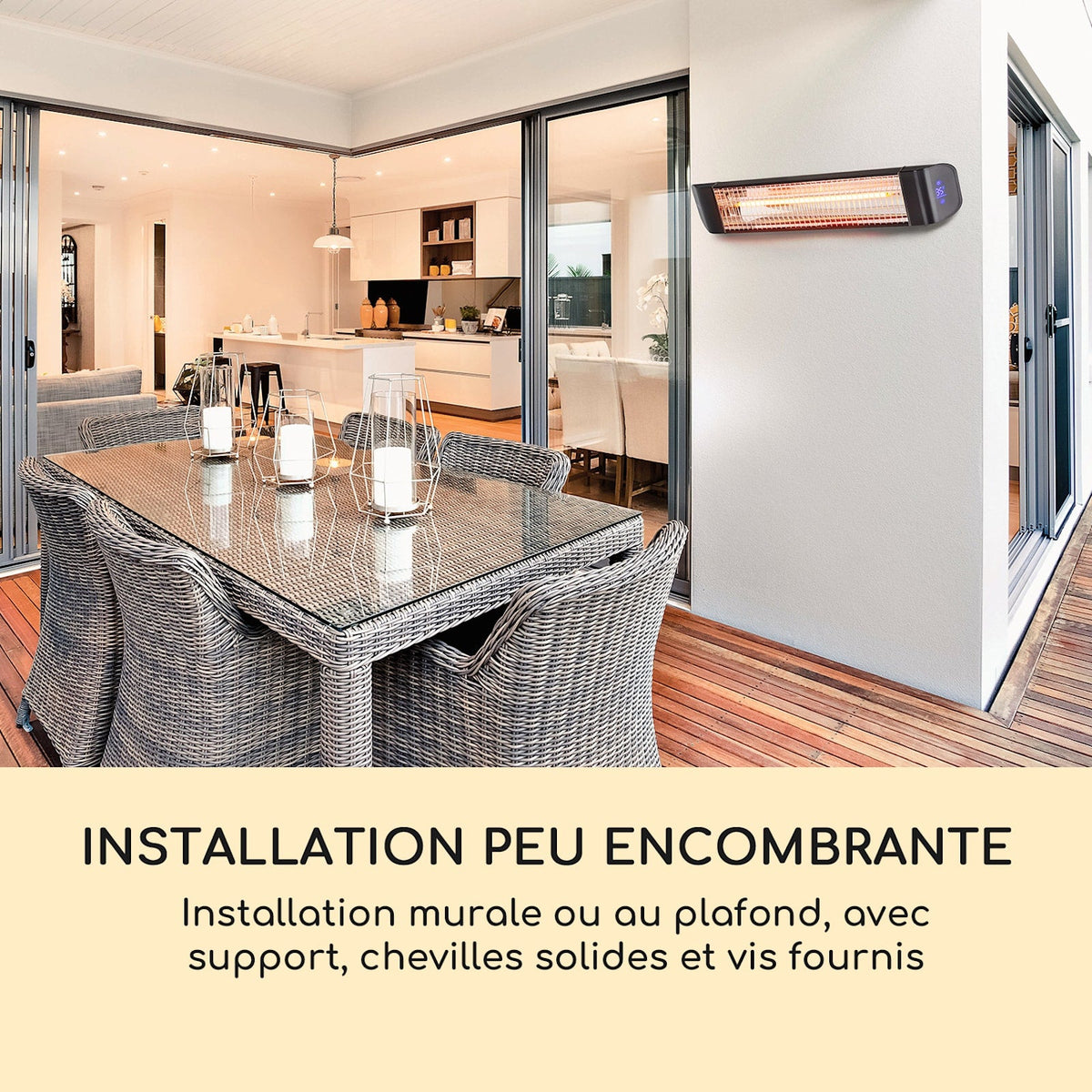 Smartwave Smart 2400W Chauffage Mural Infrarouge Noir