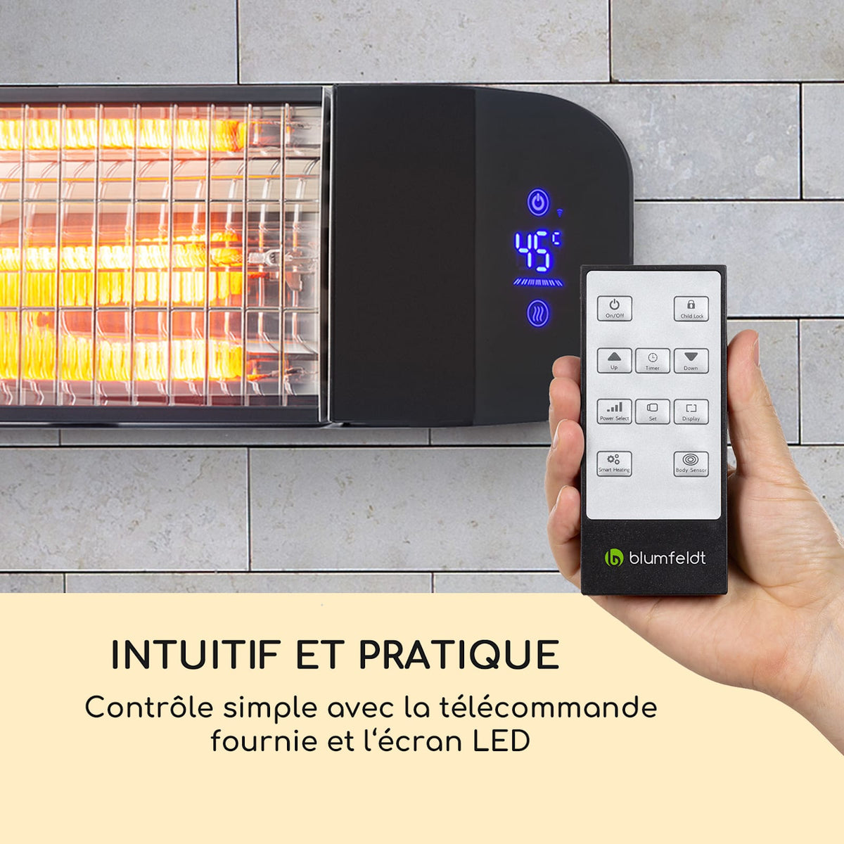 Smartwave Smart 2400W Chauffage Mural Infrarouge Noir
