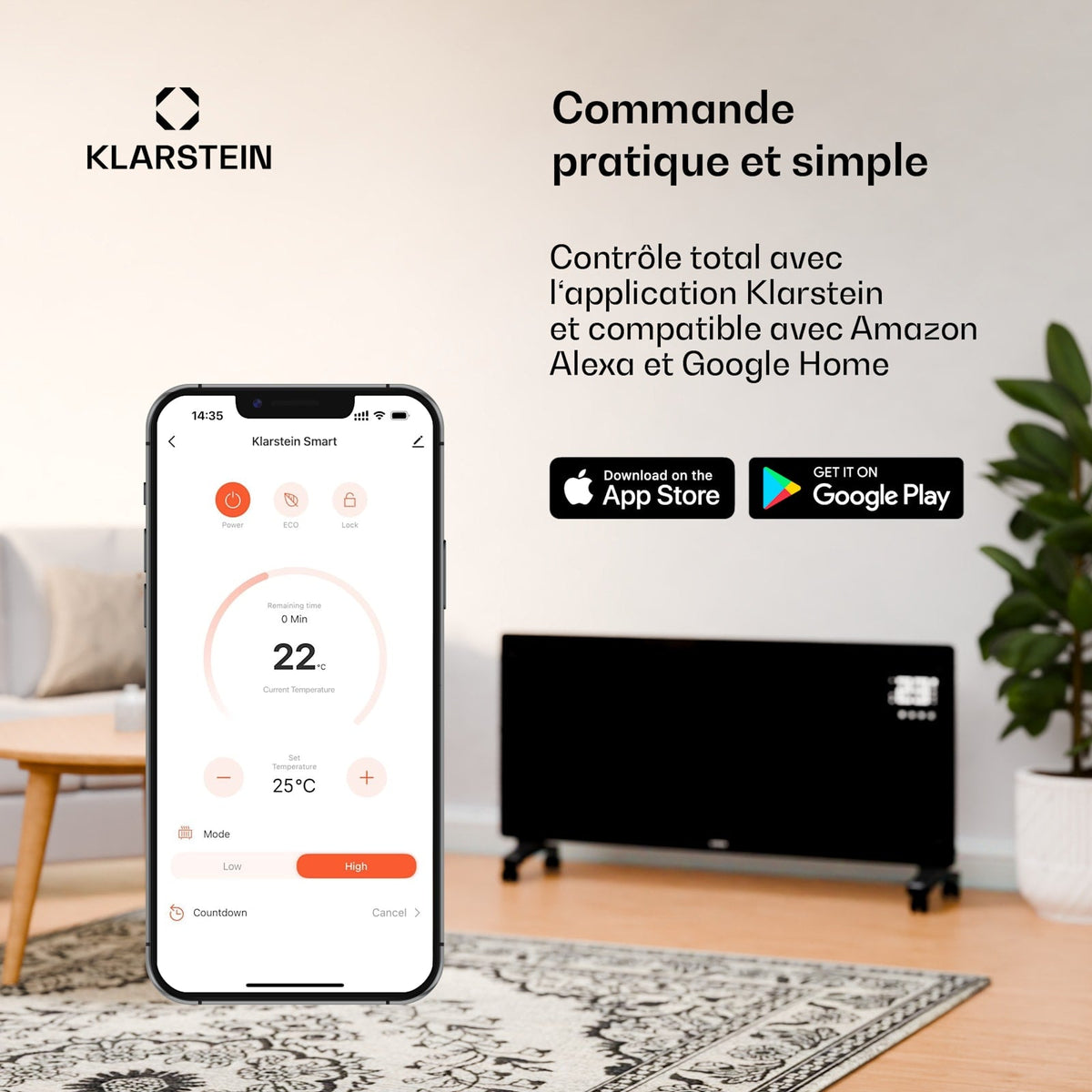 Bansin Smart 2500W 25m² Convecteur Électrique Blanc