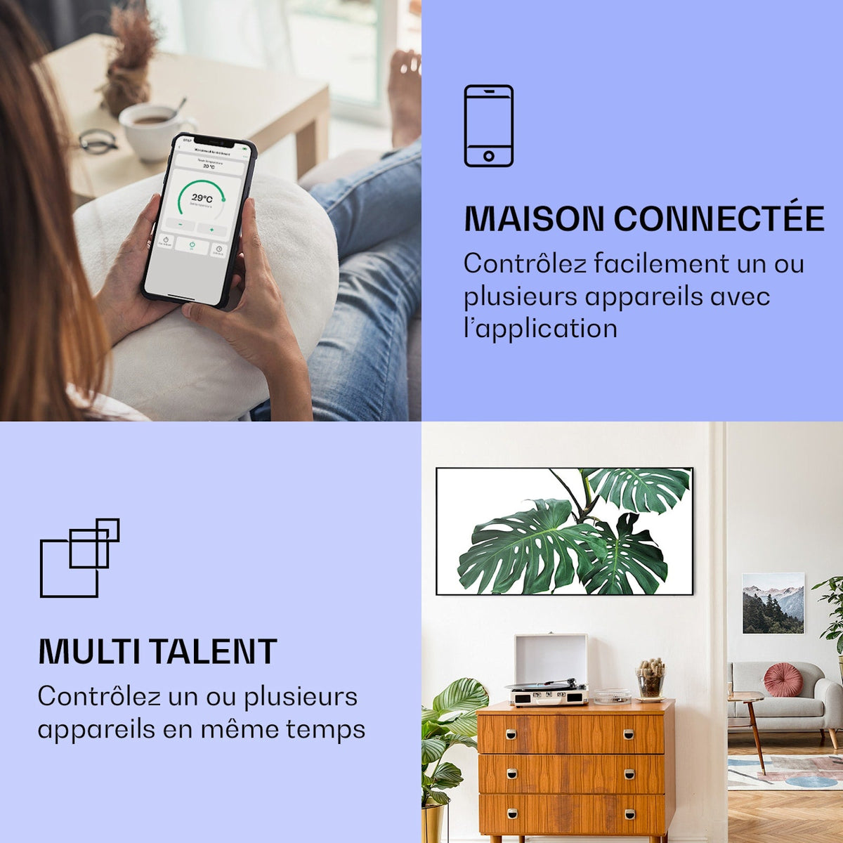 Radiateur infrarouge intelligent Wonderwall Air Art feuille verte