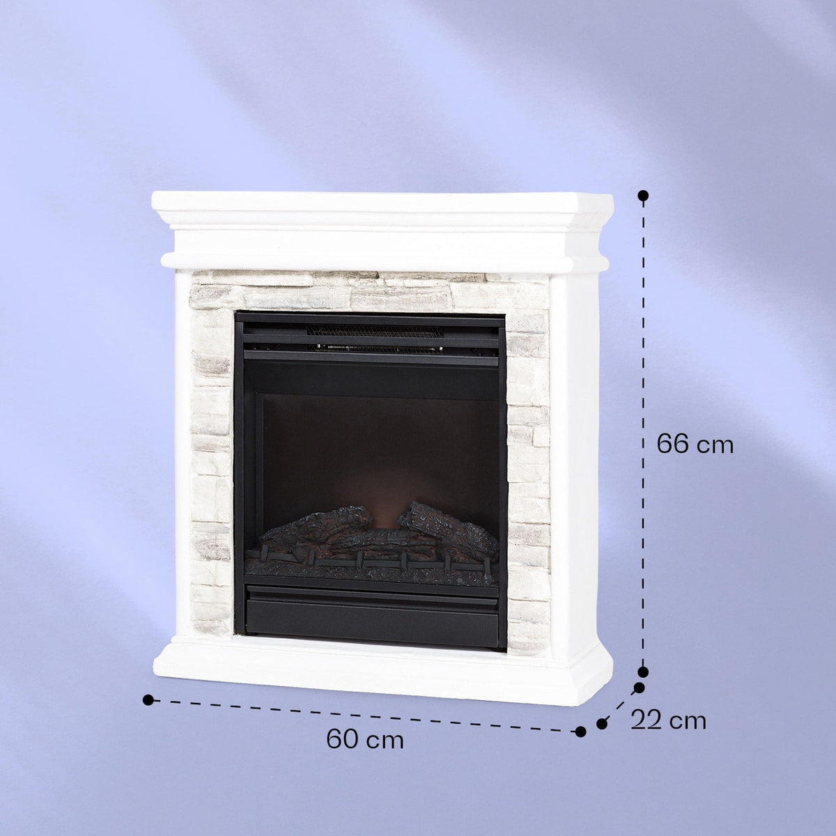 Beerenberg 1800W 60cm Cheminée électrique Blanc