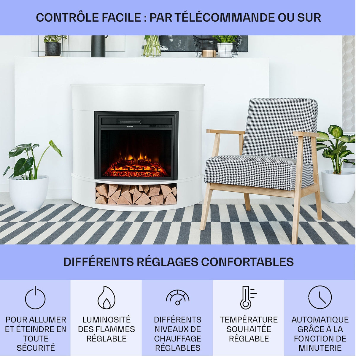 Loloru cheminée électrique