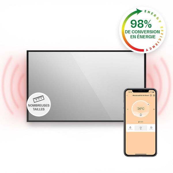 La Palma Smart 1000W 120x60cm Miroir Chauffant Infrarouge Noir