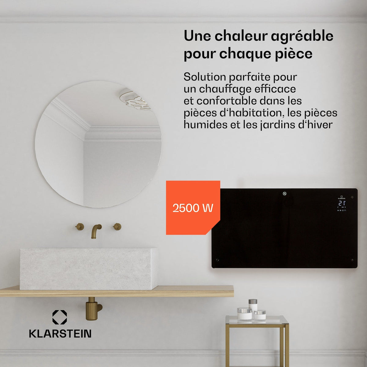 Bansin Crystal Smart 2500W 25m² Convecteur Électrique Noir