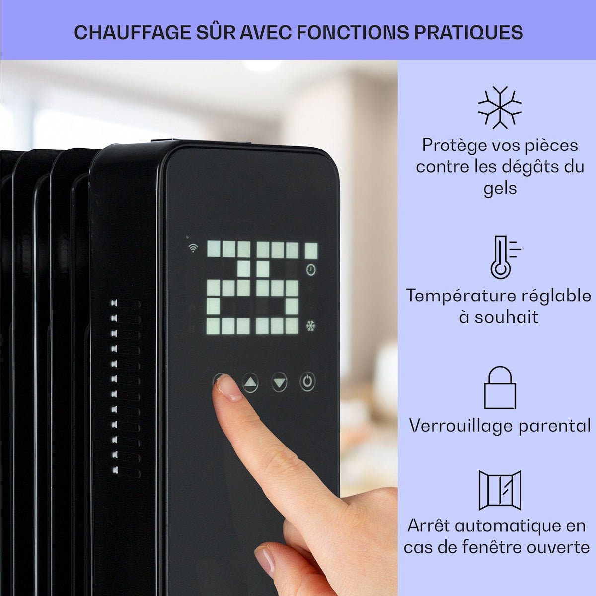Sanford Smart 2500W Radiateur à Bain d'Huile 11 Éléments Noir