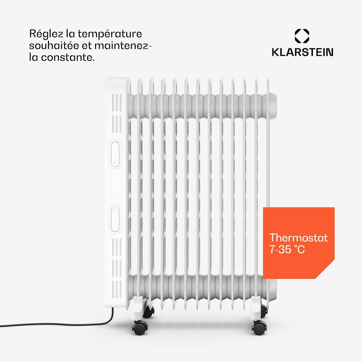 Thermaxx 2500W Radiateur à Bain d'Huile 13 Éléments Blanc