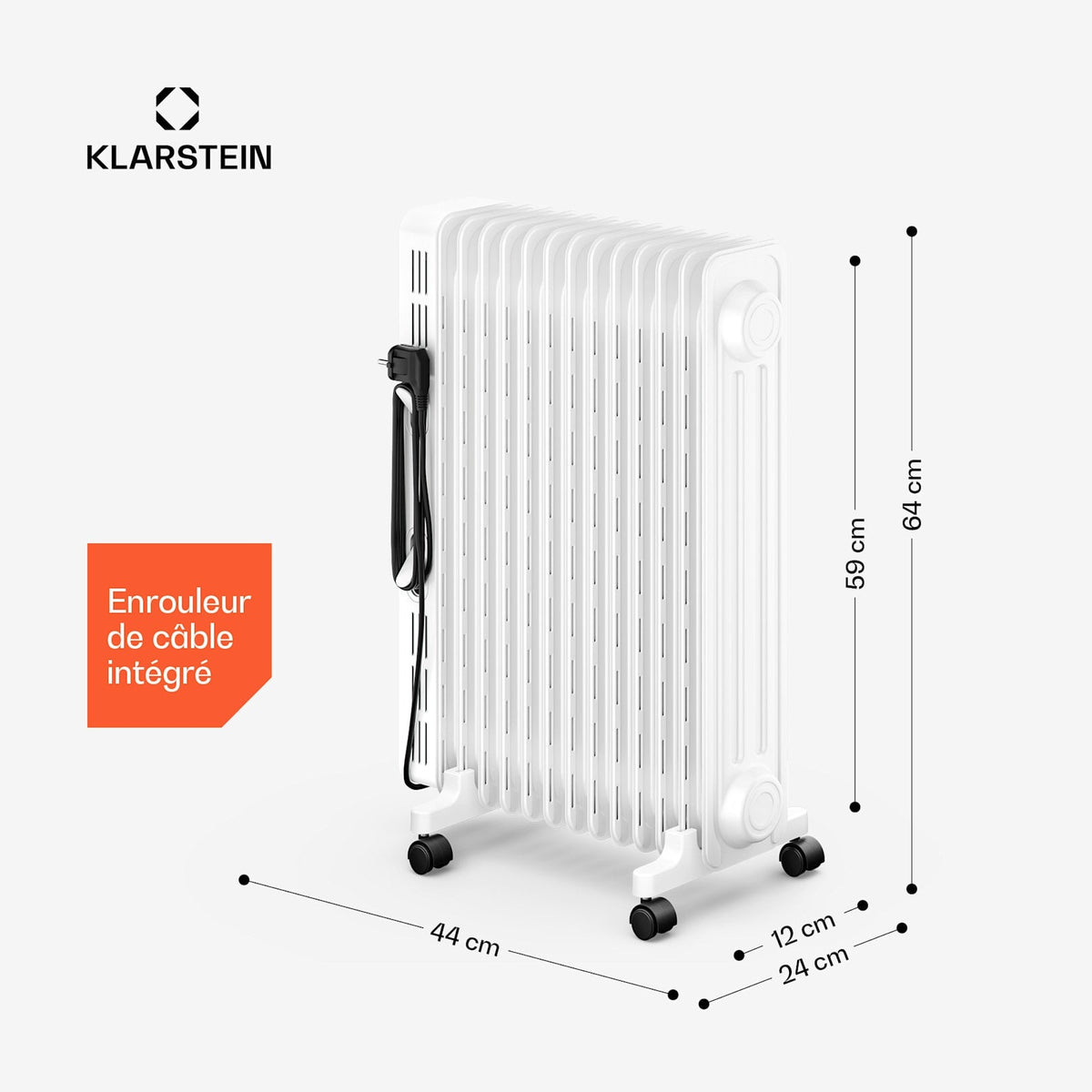 Thermaxx 2500W Radiateur à Bain d'Huile 13 Éléments Blanc