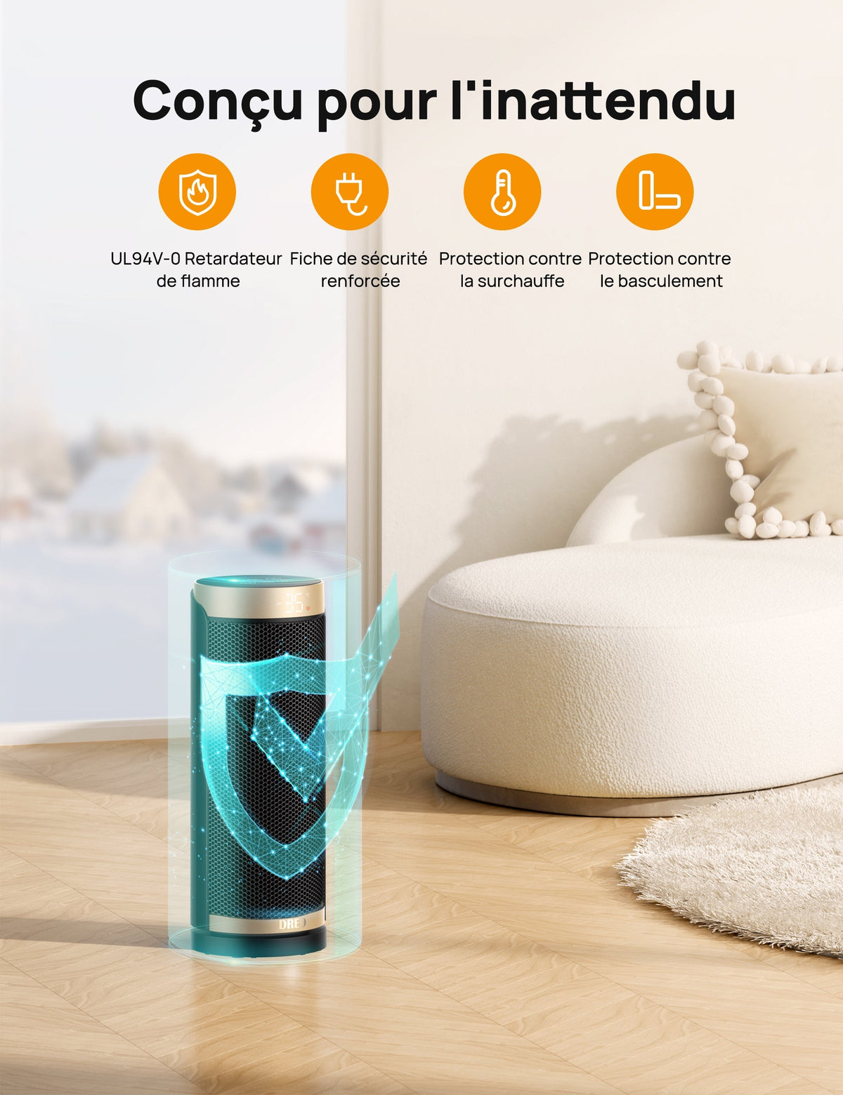 Dreo 513 - Chauffage soufflant céramique oscillant 1500 W