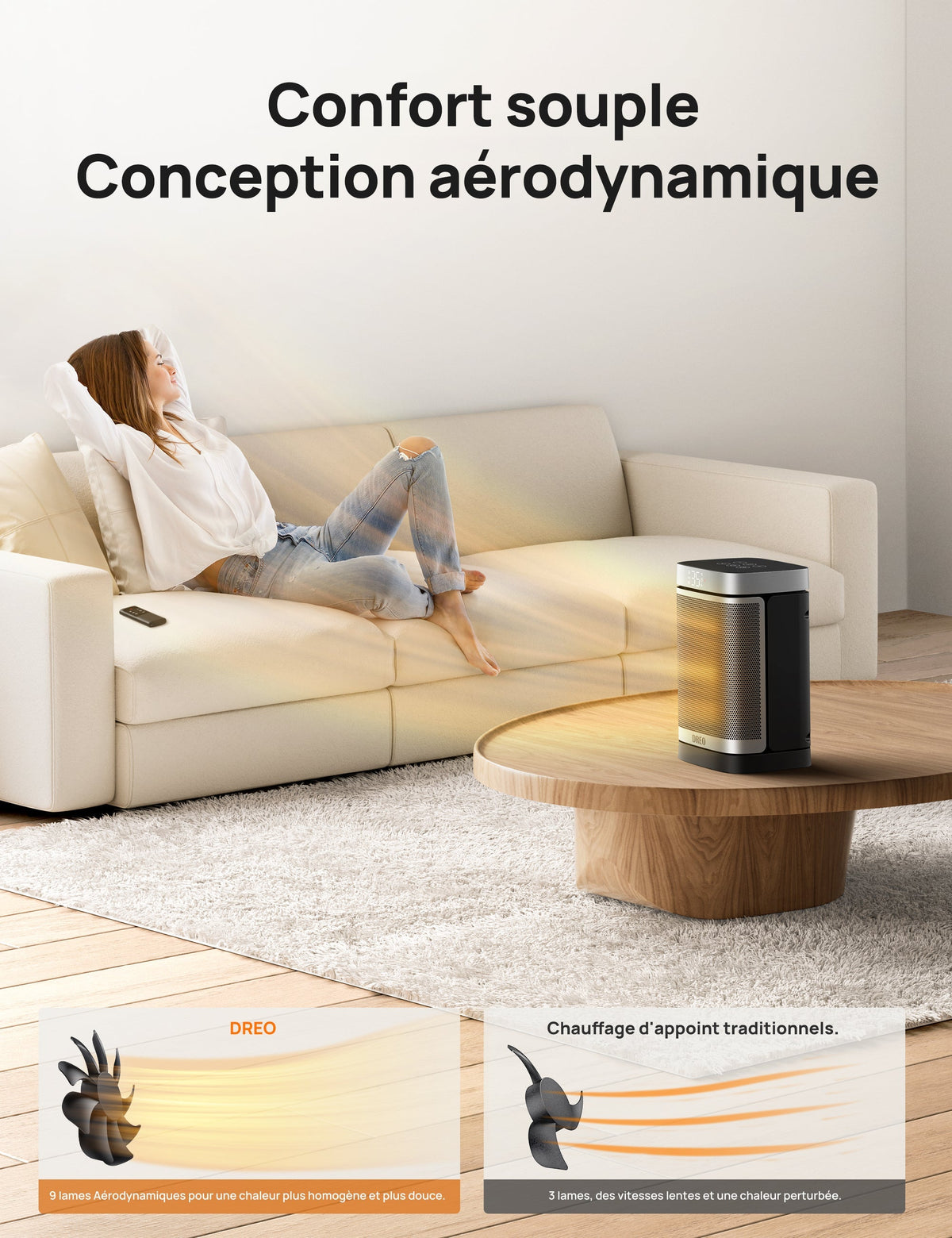 Dreo 314 - Chauffage soufflant céramique oscillant 1500 W