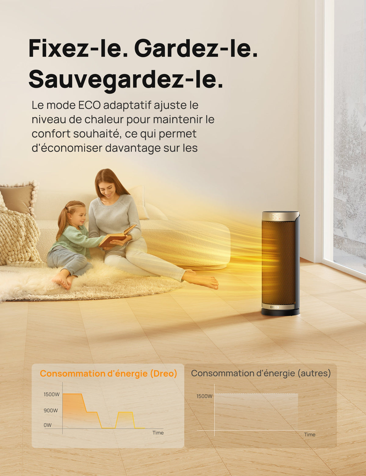 Dreo 513 - Chauffage soufflant céramique oscillant 1500 W