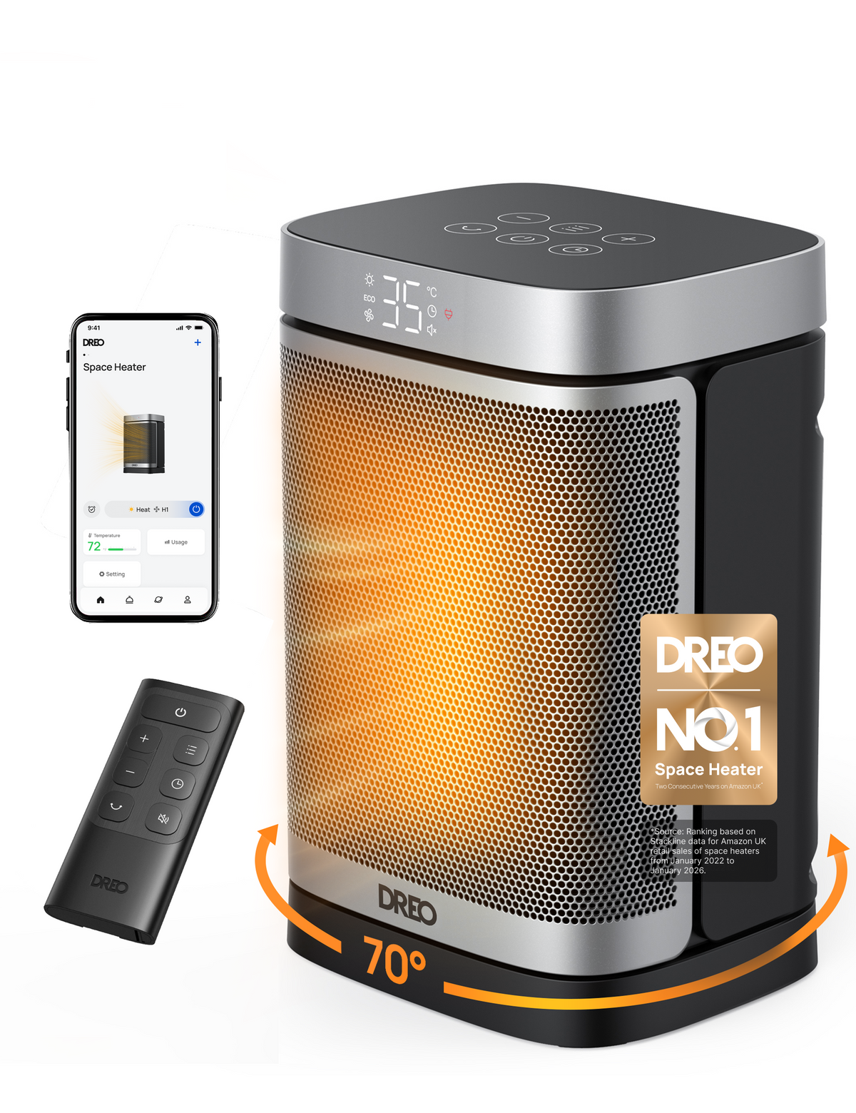 Dreo 314S - Chauffage soufflant céramique oscillant 1500 W