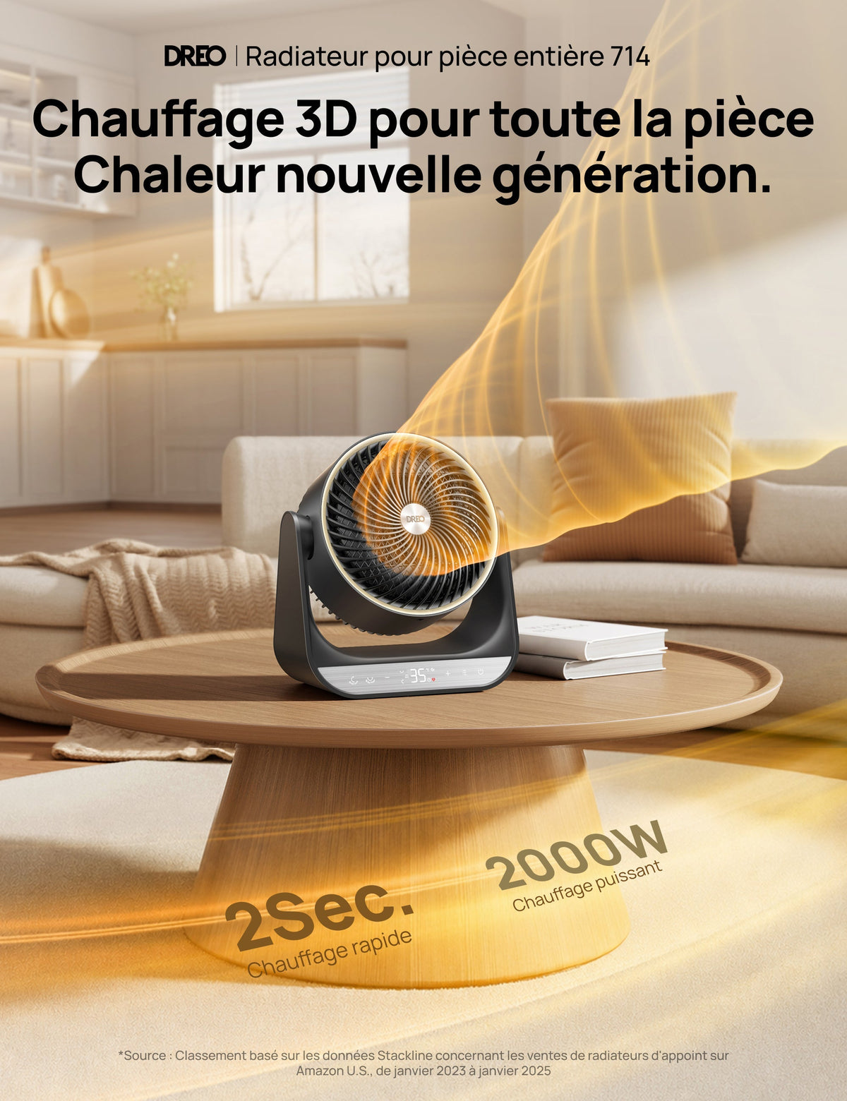 Dreo 714S - Chauffage soufflant pour toute la pièce 2000 W