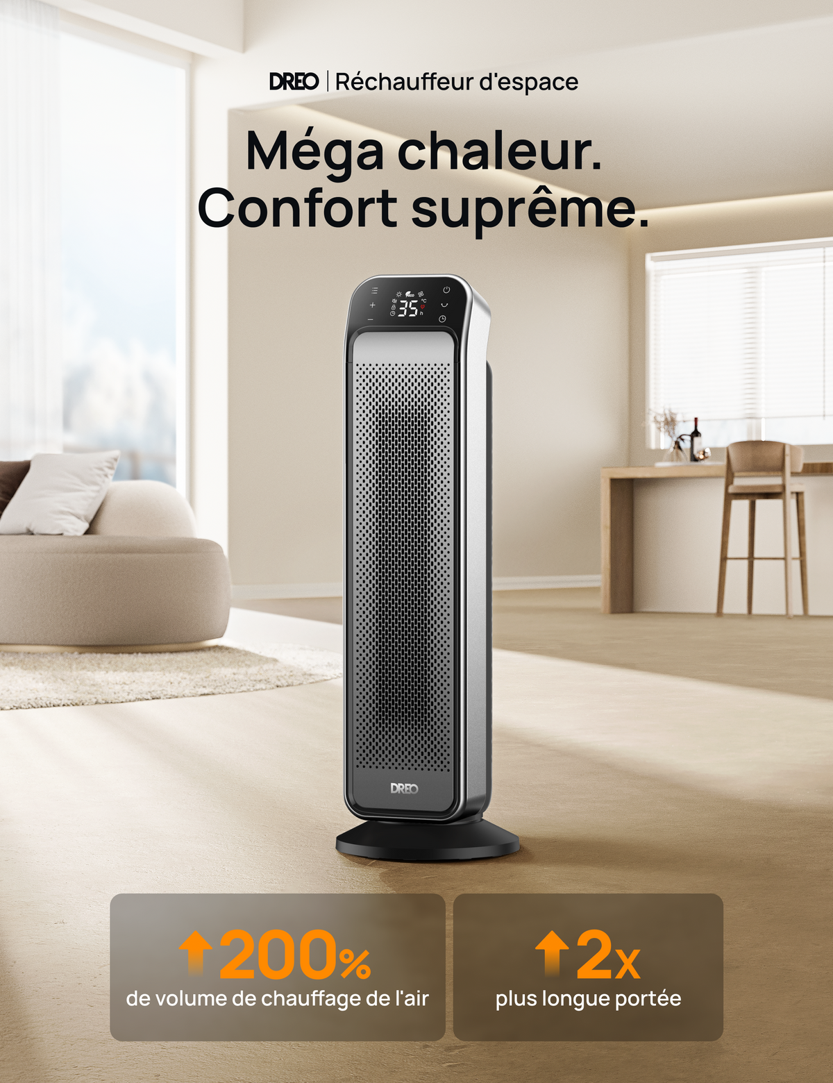 Dreo 713 - Chauffage soufflant céramique oscillant 2000 W