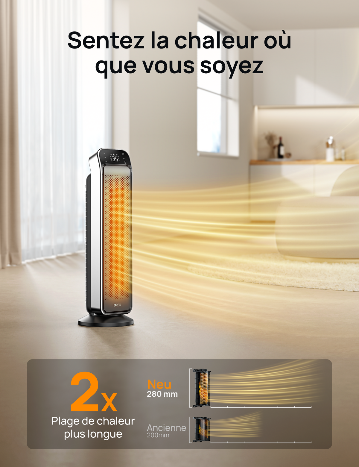 Dreo 713 - Chauffage soufflant céramique oscillant 2000 W