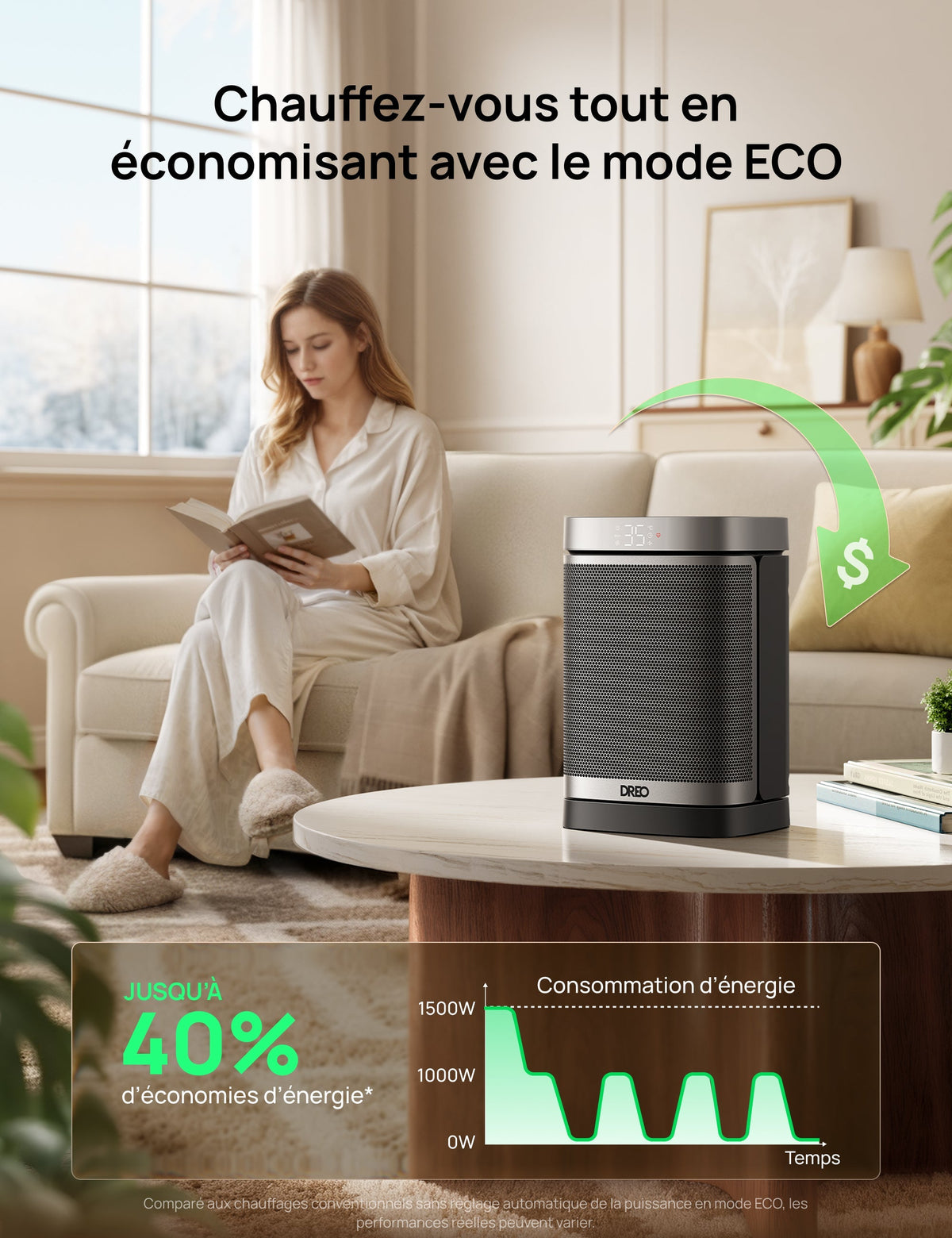 Dreo 314S - Chauffage soufflant céramique oscillant 1500 W