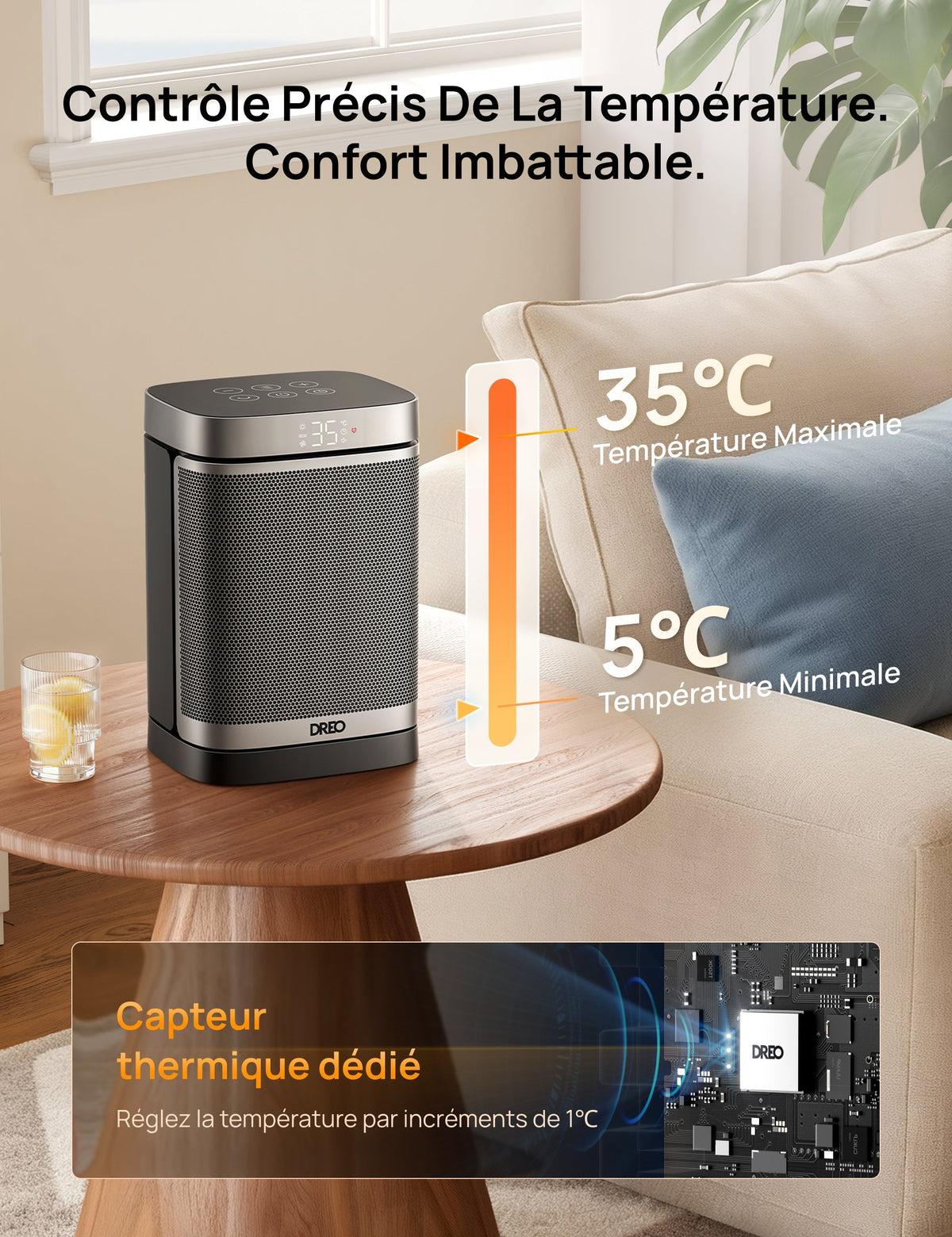 Dreo 314S - Chauffage soufflant céramique oscillant 1500 W