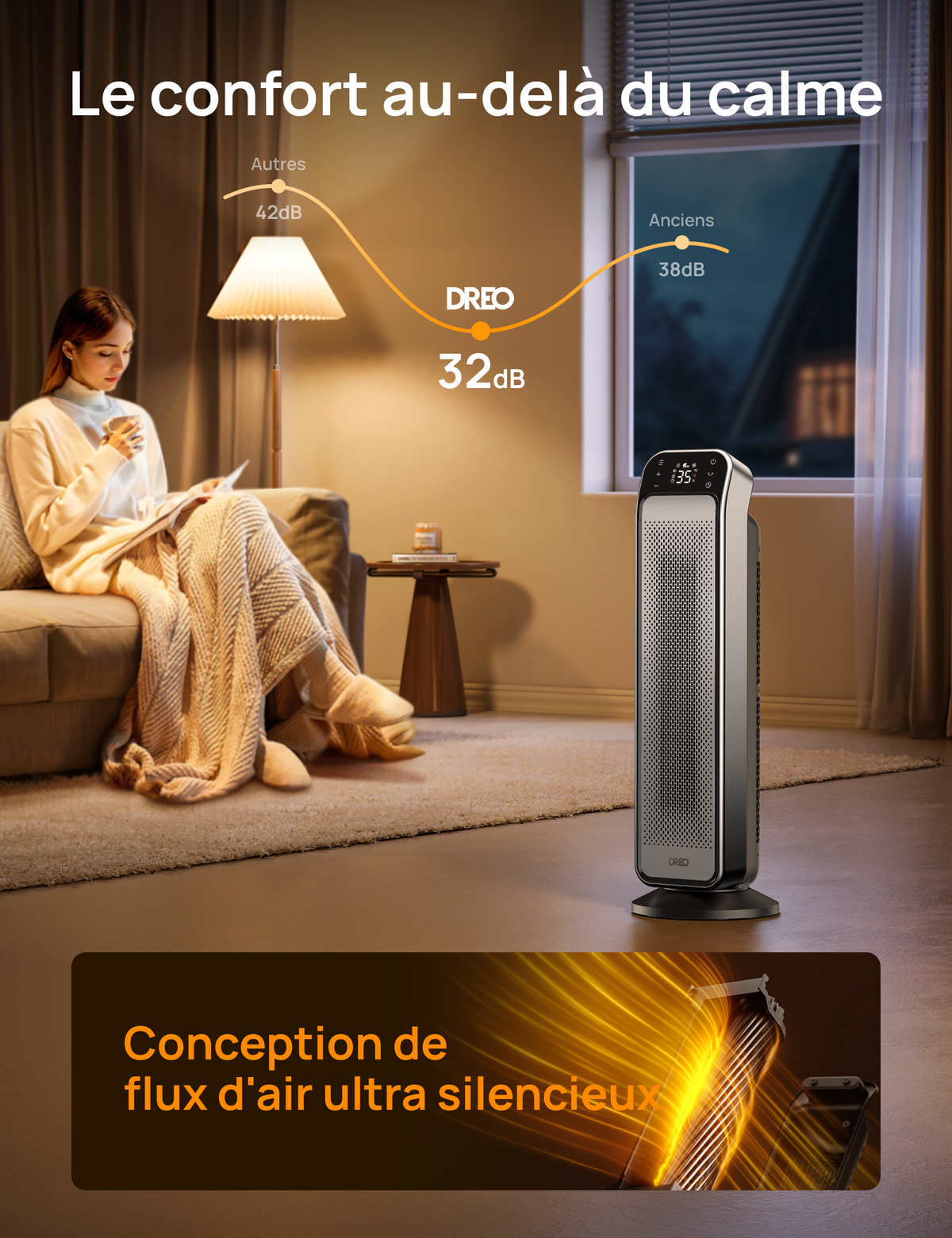 Dreo 713 - Chauffage soufflant céramique oscillant 2000 W