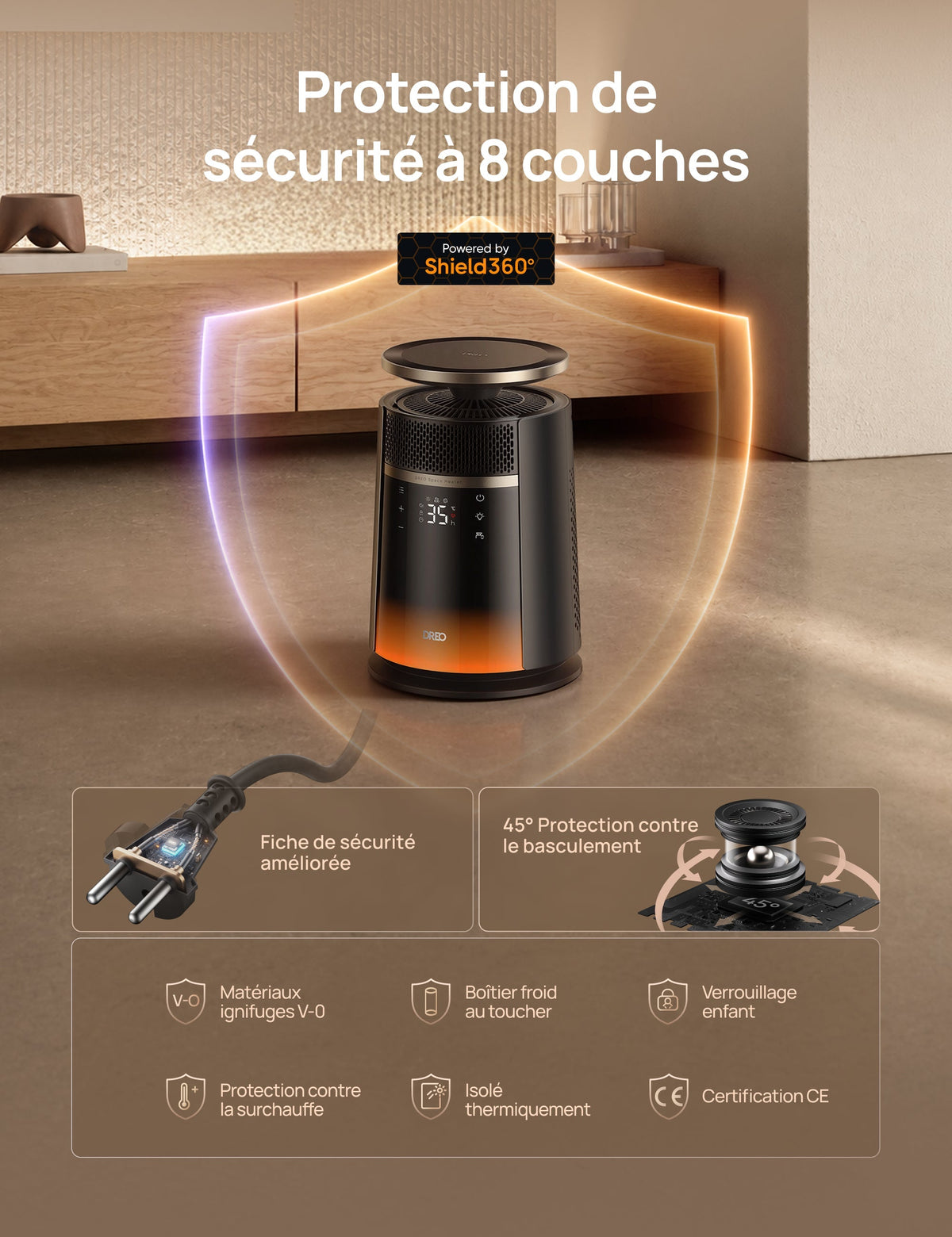 Dreo 720S - Chauffage soufflant 360° 2000 W