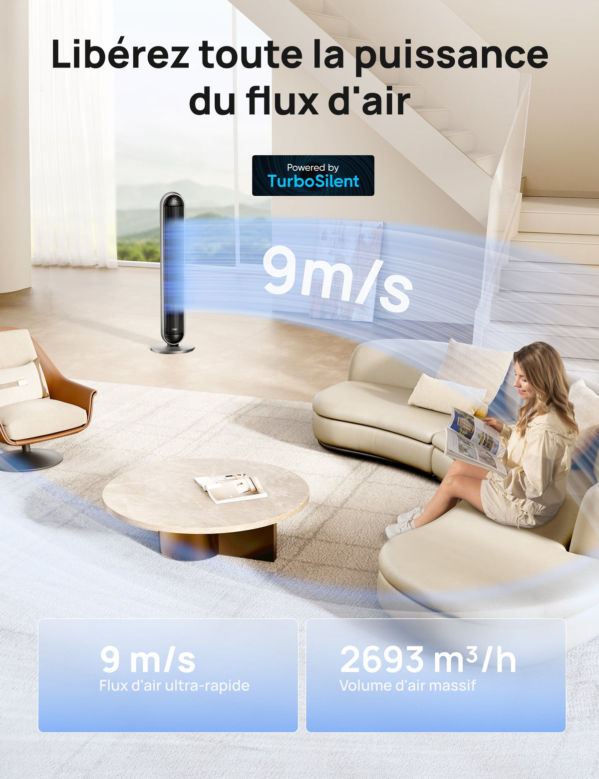 Dreo 706S - Ventilateur colonne et chauffage 2-en-1 2000 W